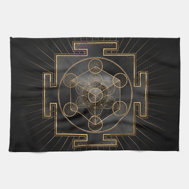 Metatrons Cube Sri Yantra Sacred Geometry Geschirrtuch (Horizontal)