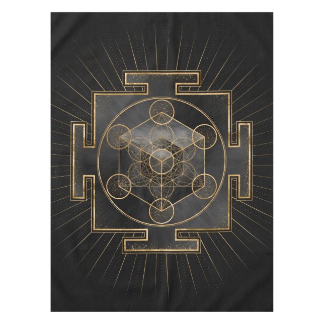 Metatrons Cube Sri Yantra Sacred Geometry Tischdecke (Vorderseite)