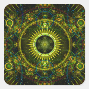 "Metatrons Magick Rad-" - Fraktal-Kunst Quadratischer Aufkleber