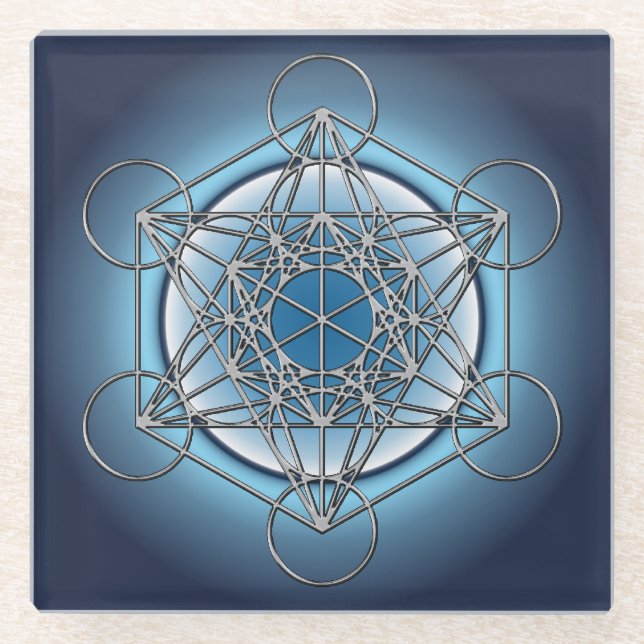 Metatrons Würfel Glasuntersetzer (Vorderseite)