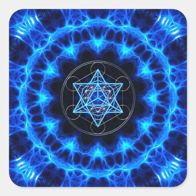 Metatrons Würfel -  Merkaba - Stern Tetraeder Quadratischer Aufkleber (Vorderseite)