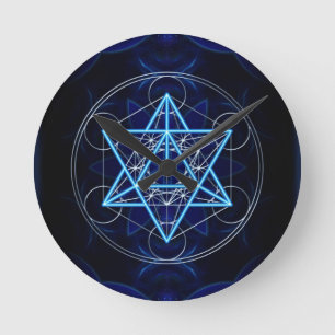 Metatrons Würfel -  Merkaba - Stern Tetraeder Runde Wanduhr