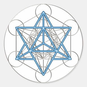Metatrons Würfel - Merkaba - Stern Tetraeder Runder Aufkleber