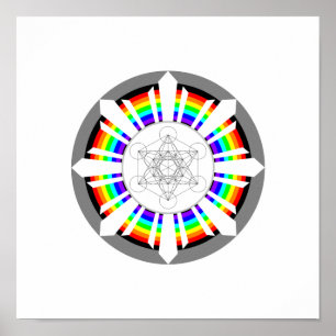 Metatrons Würfel Regenbogenprisma Poster