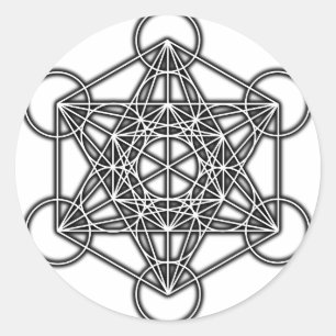 Metatrons Würfel (Schwarzes) Runder Aufkleber