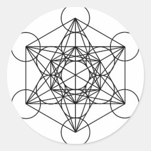 Metatrons Würfel (weiß) Runder Aufkleber