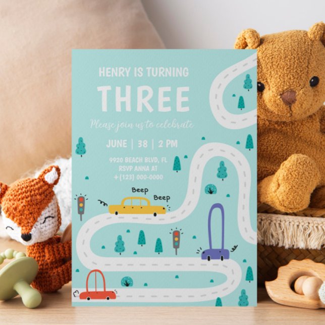 Mete Transport Voiture Boy Invitation Anniversaire (Créateur téléchargé)