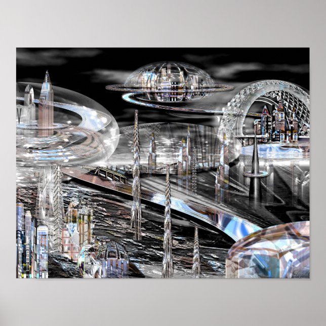 Metempirics Futuristic City Print Poster (Vorne)