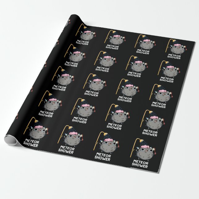 Meteor Shower Funny Science Pub Dark BG Geschenkpapier (Ungerollt)