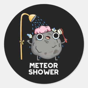 Meteor Shower Funny Science Pub Dark BG Runder Aufkleber