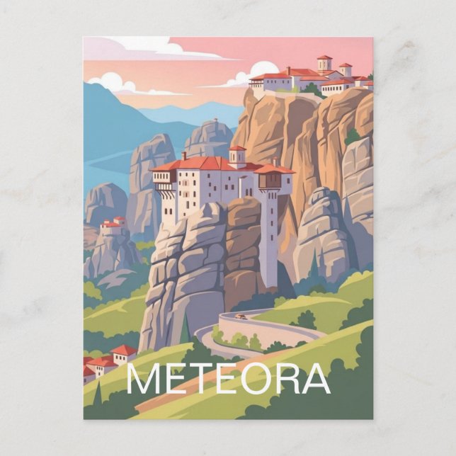 Meteora Greece Travel Postkarte (Vorderseite)