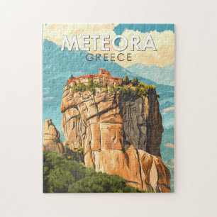 Meteora Griechenland Illustration Reise Kunst Vint