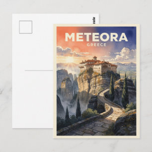 Meteora Griechenland Vintage Reise Postkarte