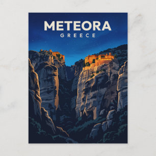 Meteora-Klöster bei Nacht Griechenland Postkarte