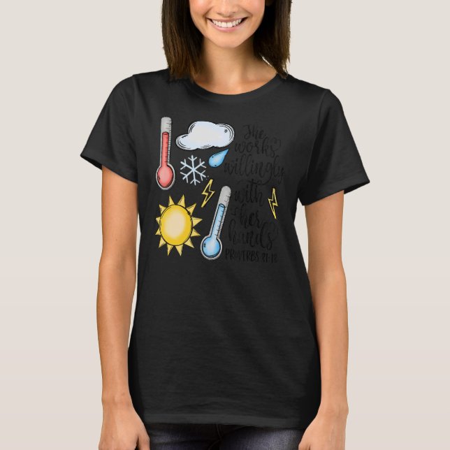 Meteorologe arbeiten bereitwillig mit ihren Händen T-Shirt (Vorderseite)