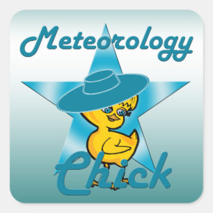 Meteorologie Chick #7 Quadratischer Aufkleber