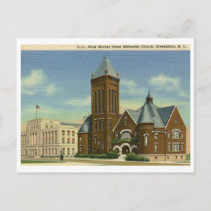 Methodistenkirche, Greensboro NC Vintage Postkarte