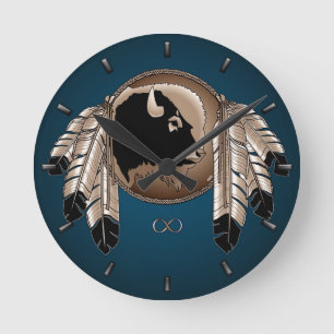 Metis Clock First Nation Spirit Buffalo Wall Clock Runde Wanduhr