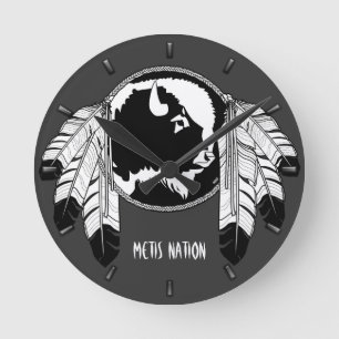Metis Clock First Nation Spirit Buffalo Wall Clock Runde Wanduhr