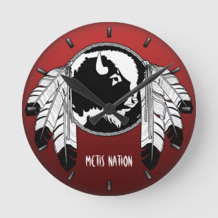 Metis Clock First Nation Spirit Buffalo Wall Clock Runde Wanduhr