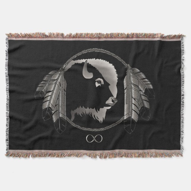 Metis First Nation Blanket Spirit Animals Throw Decke (Vorderseite)