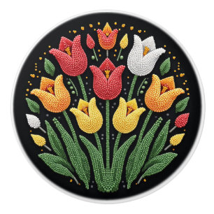 Metis First Nations Beadwork Tulips Keramik Knock Keramikknauf