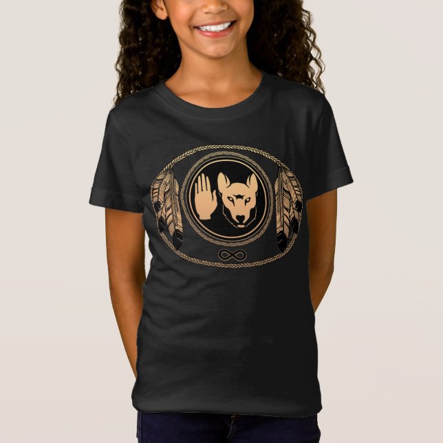 Metis Kids T - Shirt Native Wolf Metis Flag Shirts (Vorderseite)