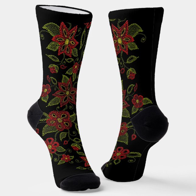 Metis-Kunstsocken Native Beading Socks Anpassen Socken (Gewinkelt)