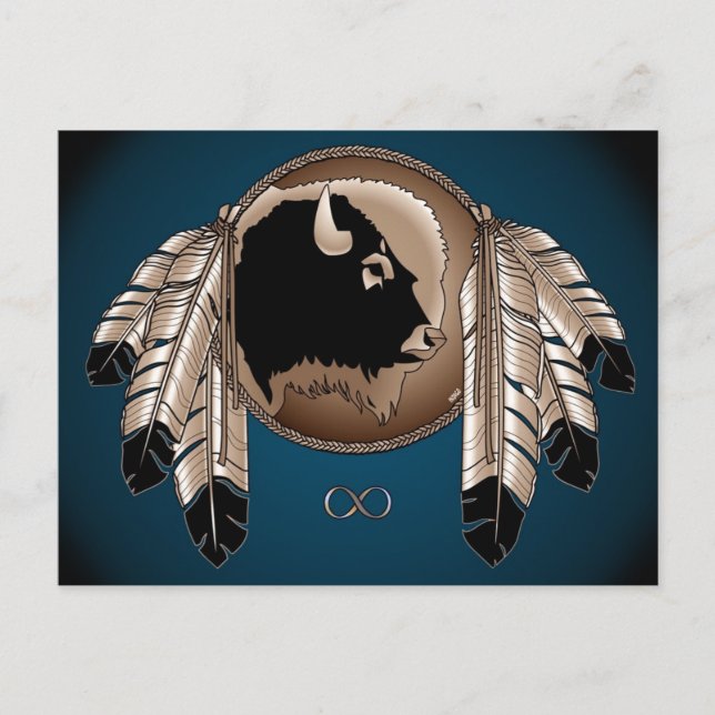 Metis Nation Postkarten Buffalo Native Art Cards (Vorderseite)