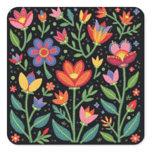 Metis Native Beading Craft Folk Floral Sticker