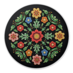 Metis Native Beadwork Wildblumen Art Keramik Knock Keramikknauf