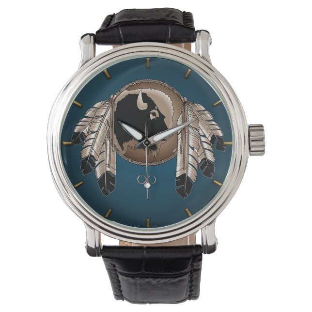 Metis Watch First Nations Buffalo Art Wrist Armbanduhr (Vorderseite)