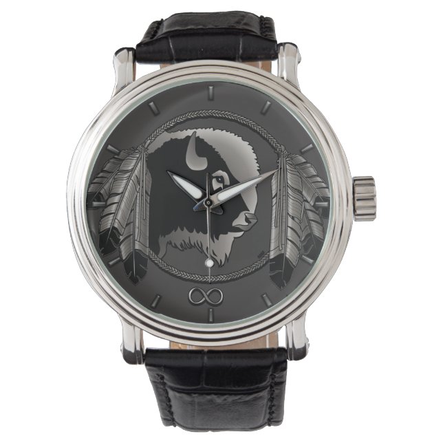Metis Watch First Nations Buffalo Art Wrist Armbanduhr (Vorderseite)