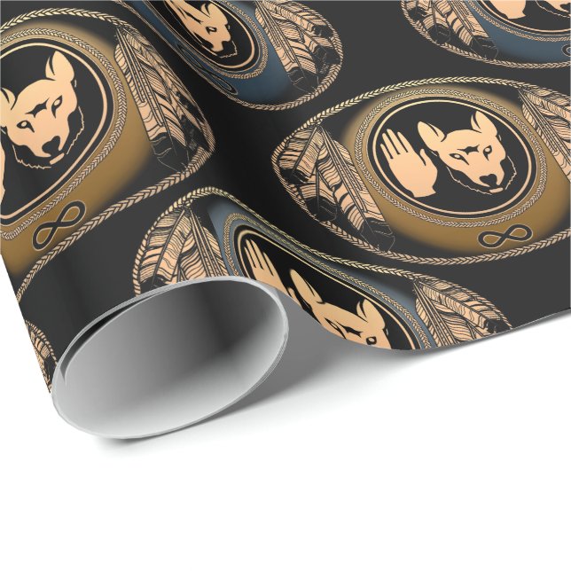 Metis Wrapping Paper First Nations Wolf Art Paper Geschenkpapier (Rolleneckpunkt)