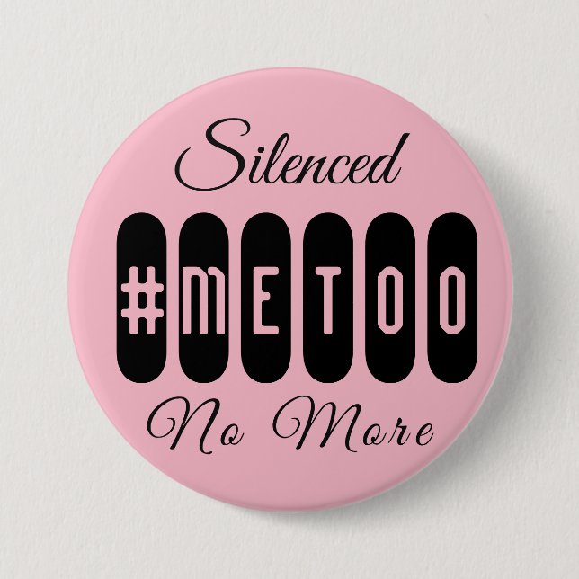 #MeToo einfacher schwarzer und rosa Knopf Button (Vorderseite)