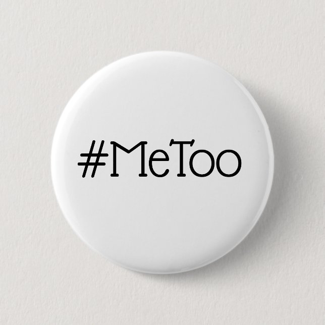 #MeToo einfacher Schwarzweiss-Knopf Button (Vorderseite)