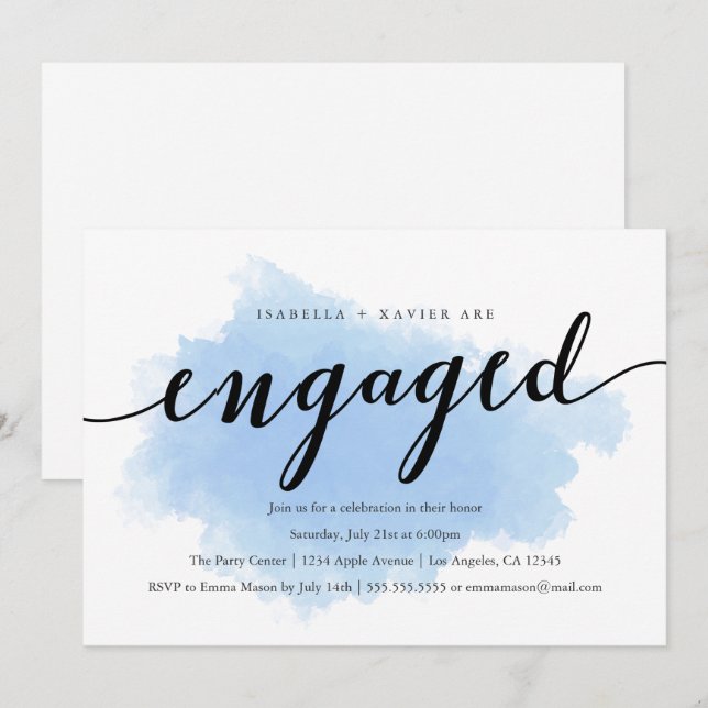 Métrage bleu | Invitation de la partie d'engagemen (Devant / Derrière)