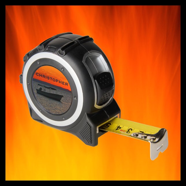 Mètre Ruban Bateau de pêche, Ciel de coucher de soleil orange, (Créateur téléchargé)