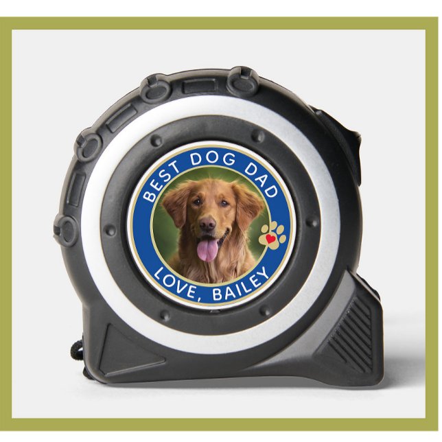 Mètre Ruban Best Chien Papa Photo Empreintes de pattes Bleu (Créateur téléchargé)