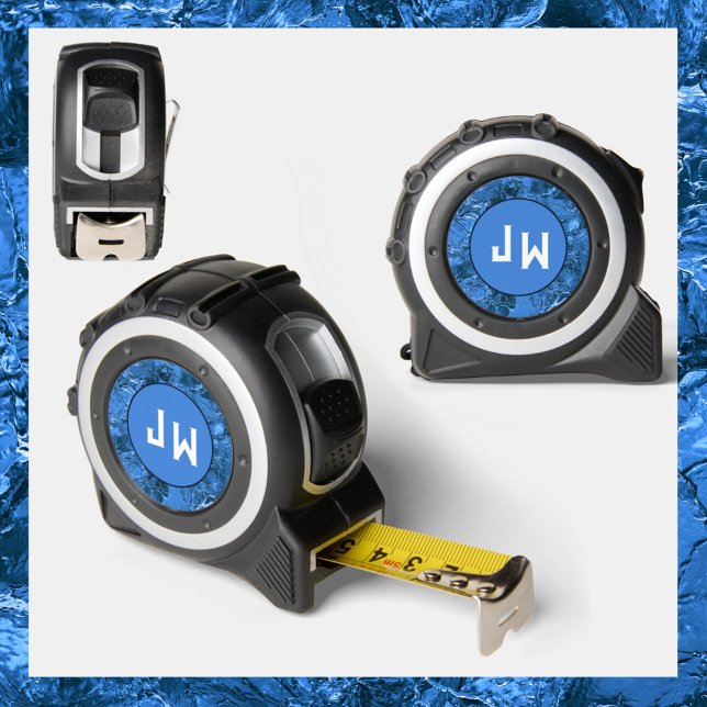 Mètre Ruban Bleu marbré avec initiales (Créateur téléchargé)