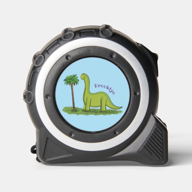 Mètre Ruban Caricature de dinosaure de brontosaurus vert migno (Recto)