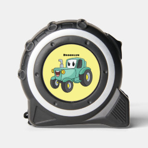 Mètre Ruban Caricature joli tracteur vert joyeux