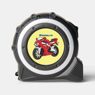 Mètre Ruban Caricature moto de sport rouge mou