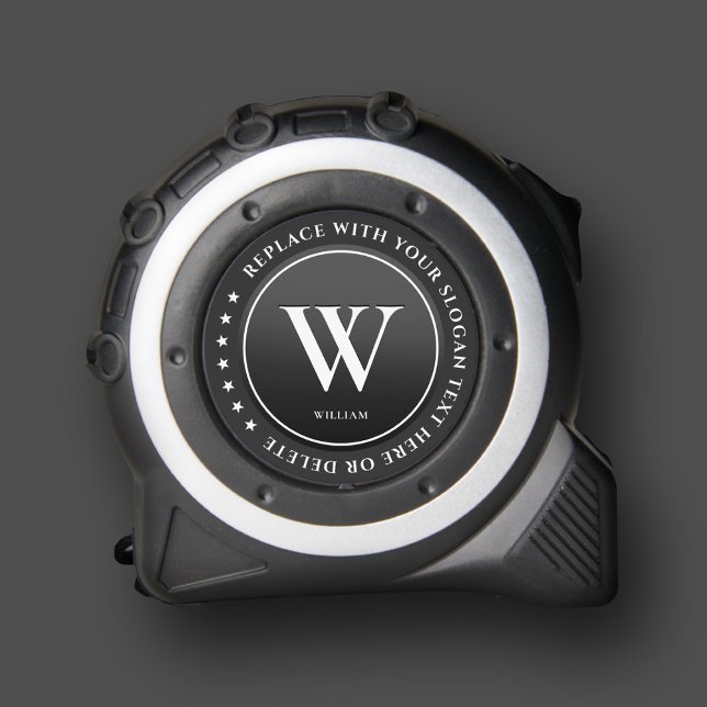 Mètre Ruban Construction initiale de monogramme moderne noir b (Modern Monogram Initial Construction Black White Tape Measure
)