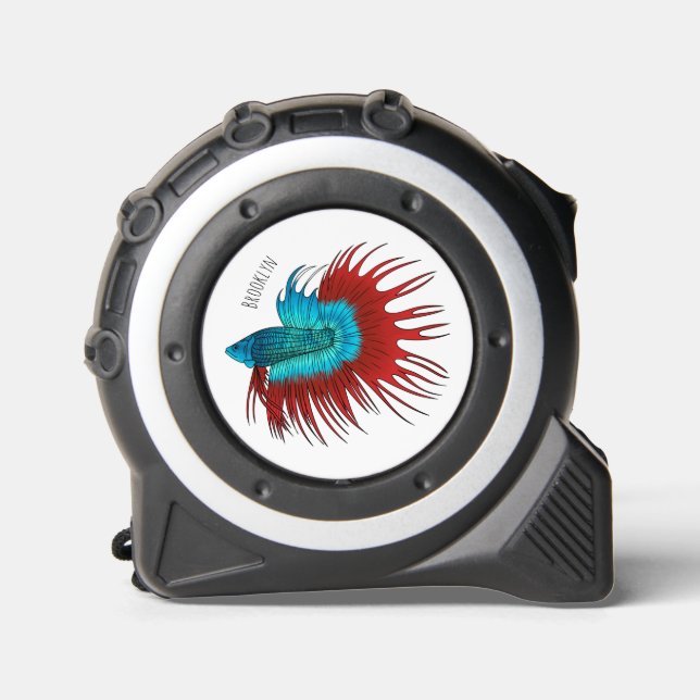 Mètre Ruban Crowntail betta fish dessin animé (Recto)