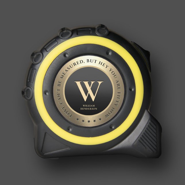 Mètre Ruban Élégant Monogramme Black Gold 40 50 60 Anniversair (Elegant Monogram Black Gold 40 50 60 Birthday Tape Measure
)