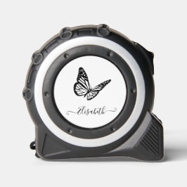 Mètre Ruban Élégant Papillon mignon Simple Noir et Blanc Nom