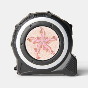 Mètre Ruban Étoiles de mer et motif pastel rose corail