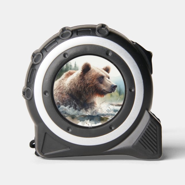 Mètre Ruban Faune Grizzly Ours Animal Faune Nature Art (Recto)