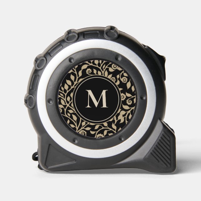 Mètre Ruban Gipsy tourne Élégant motif floral Taupe noire (Recto)